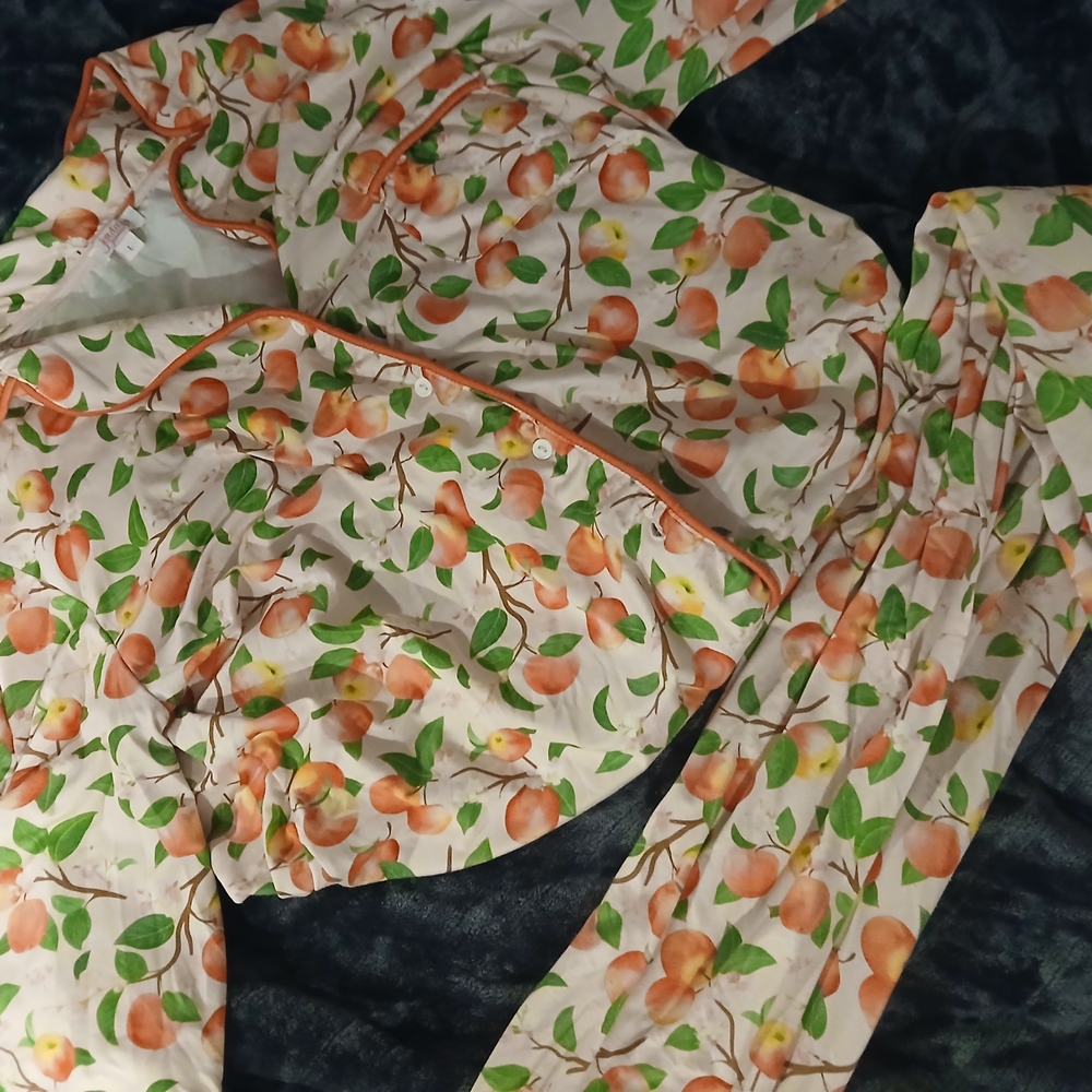 Orange and Green Floral Two-Piece Set
